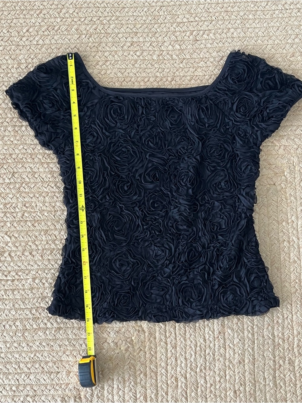Joseph Ribkoff Black Rosette Short Sleeve Crop Top - Picture 7 of 9
